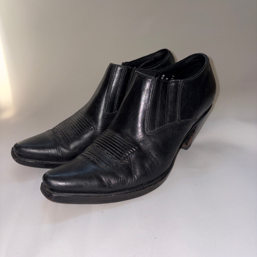 Charlie 1 Horse Black Western Heeled Mules by Lucchese - Picture 2 of 8